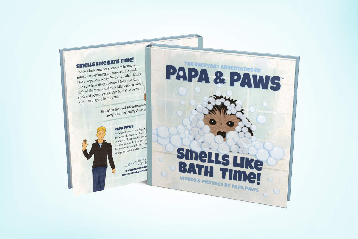 Papa Paws Smells Like Bath Time Square Front Back 1200