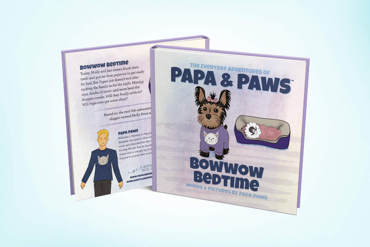 Papa Paws Bowwow Bedtime Square Front Back 1200